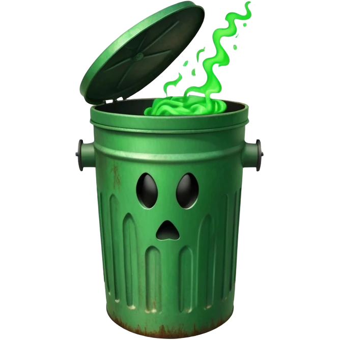 trashcan emitting green gas emoji
