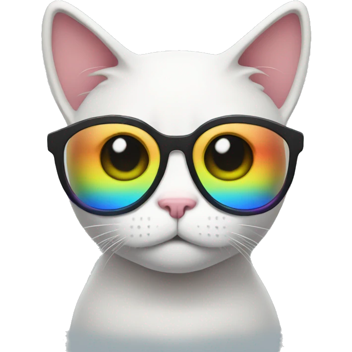 rainbow cat sad with glasses emoji