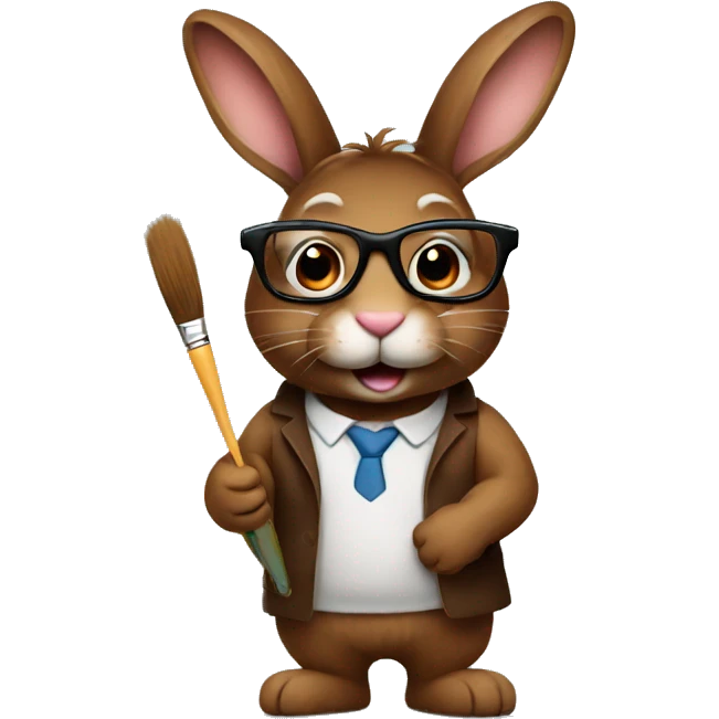 Brown bunny with a paintbrush and glasses  emoji