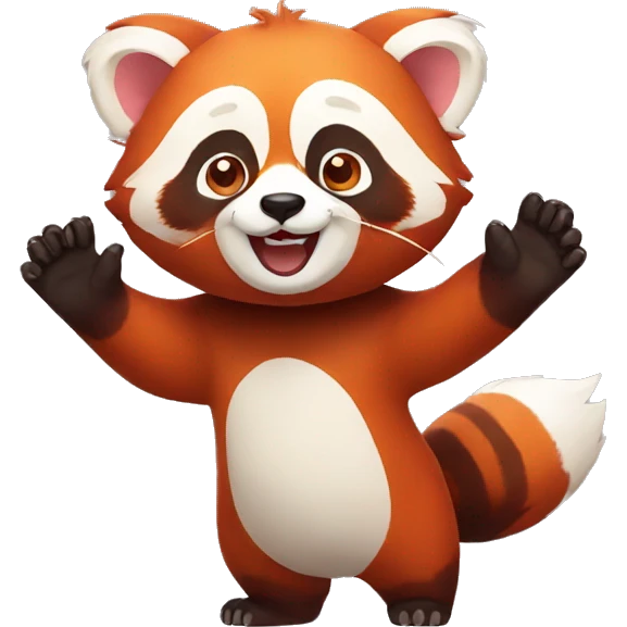 red panda waving emoji