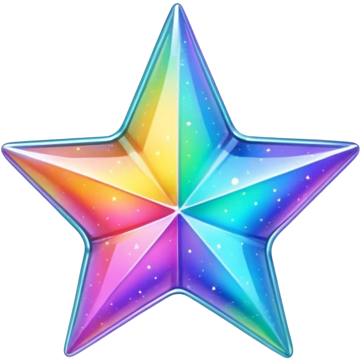 vibrant holographic rainbow y2k aesthetic hollow glass star emoji