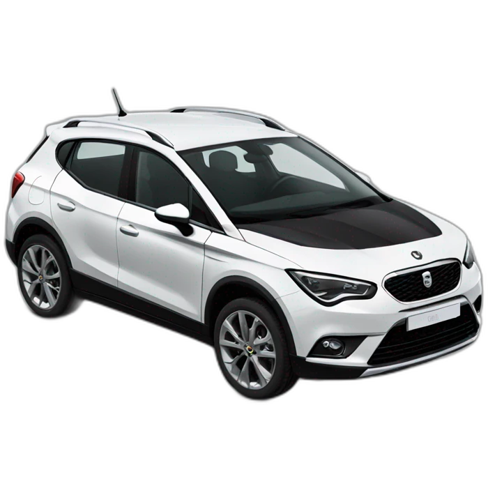 Comic drawing of new black seat Arona with white roof emoji