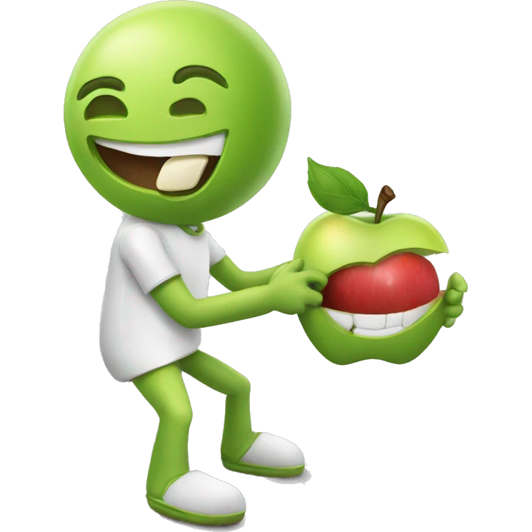 Android character eating an apple  emoji