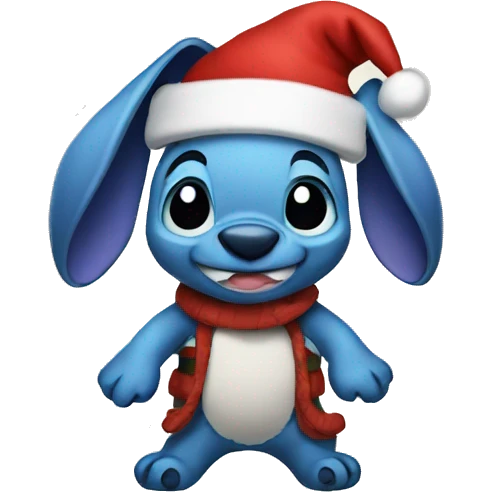 Stitch wearing Santa hat emoji