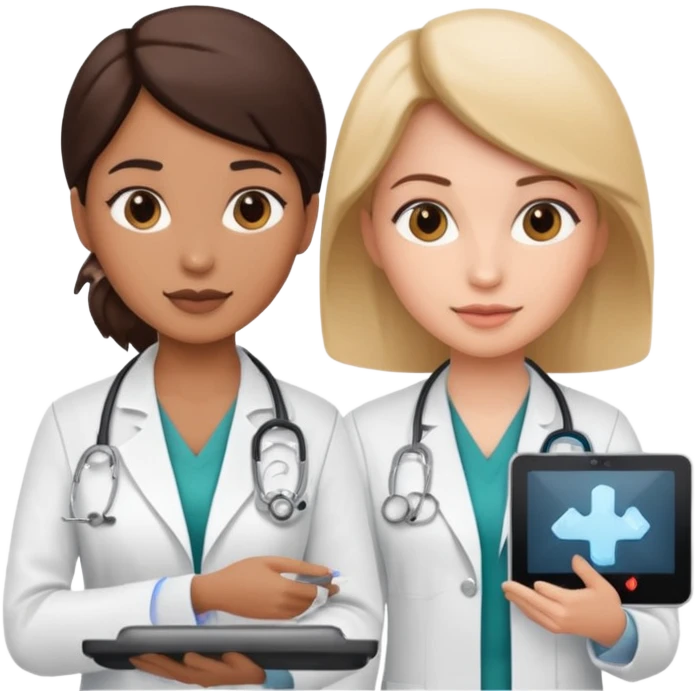 female doctor and ultrasound technician emoji