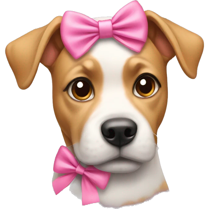 Dog wearing pink bow emoji