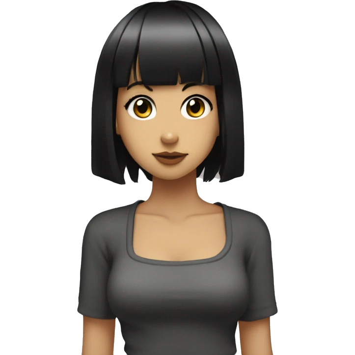 90’s anime style girl with black hair and bangs emoji