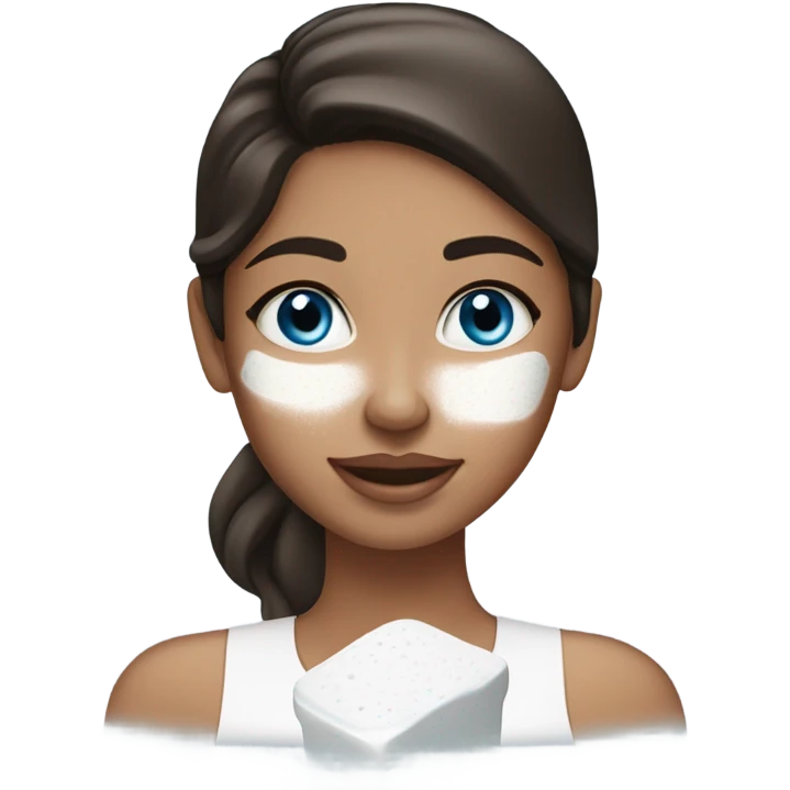 White Skin care on white freackles skin of a brunett blue eyes girl  emoji
