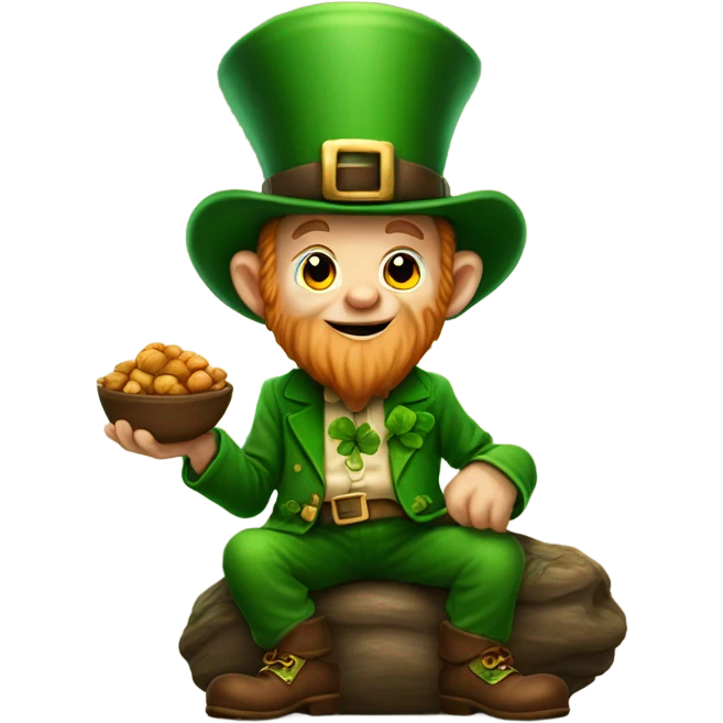Leprechaun eating an acorn emoji