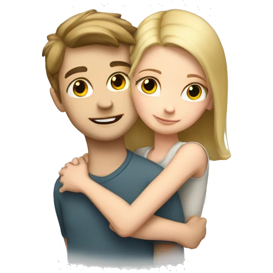 White boy and white girl hugging emoji