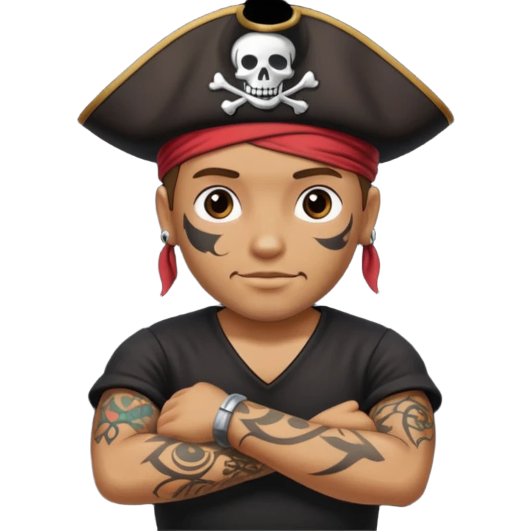 Pirate with black shirt saying I love you emoji