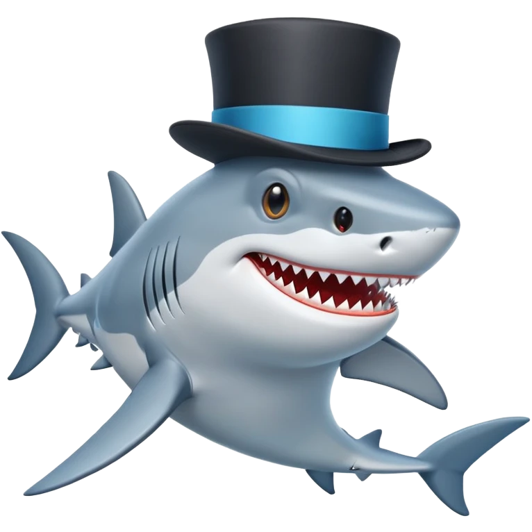 Shark with a top hat emoji