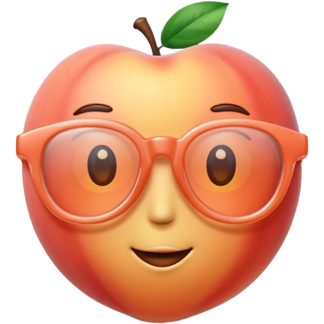 A 3D cartoon transparent peach-coral Glasses with subtle shine and curved frame edges. emoji