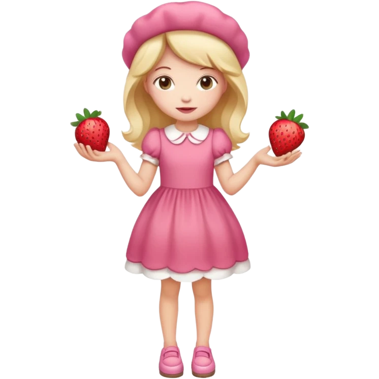 pretty and cute realistic modern day strawberry shortcake full body emoji