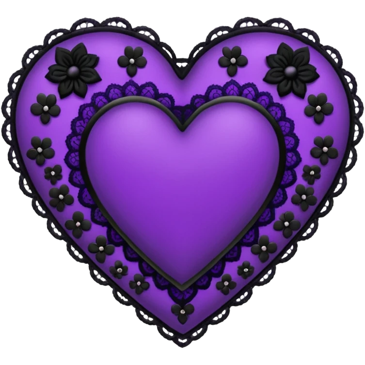 goth heart with purple velvet and black lace emoji