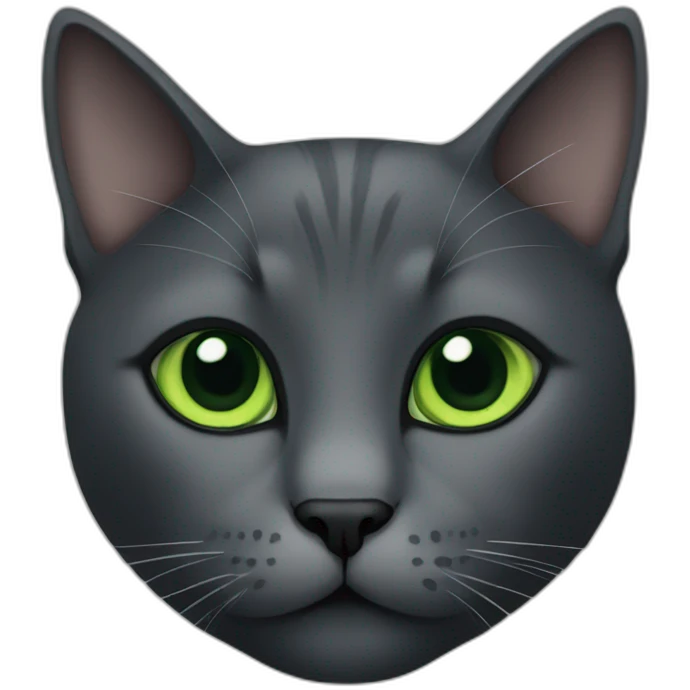 Dark gray cat green eyes emoji