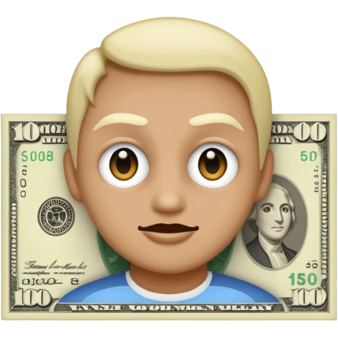 make an image of this emoji 🤑 on the face of a hundred-dollar bill emoji
