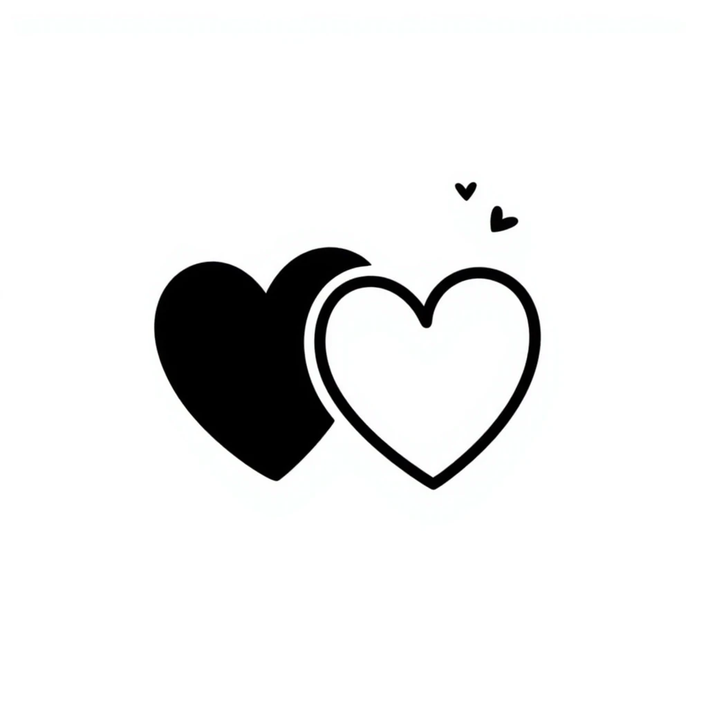 two hearts hand drawn doodle emoji