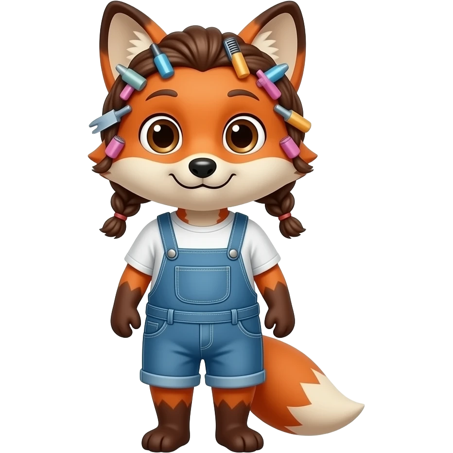 fox Hair Dresser front facing with outfit, emoji