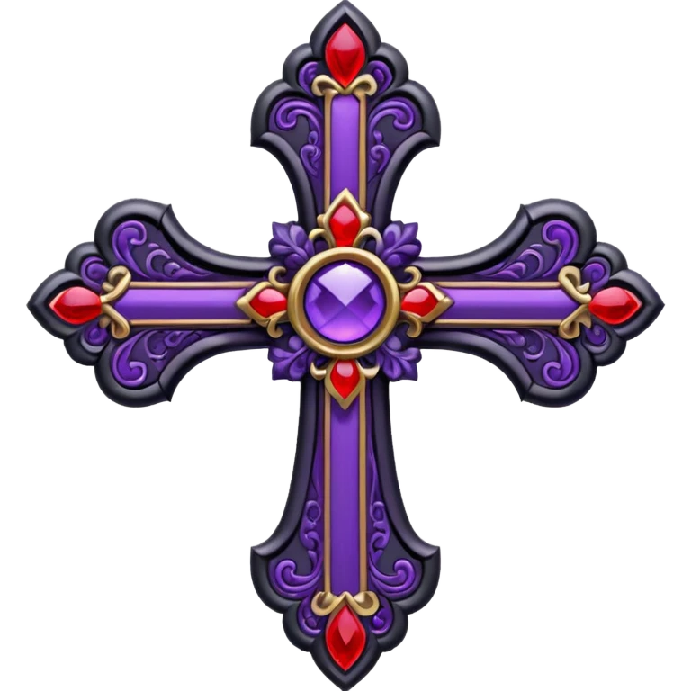 Gothic black and red and purple cross emoji