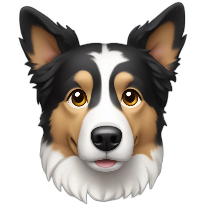dog, short-hair, black-hair, white-chest, white-stripe-down-face, no-brown, border-collie, mcnab, terrier emoji