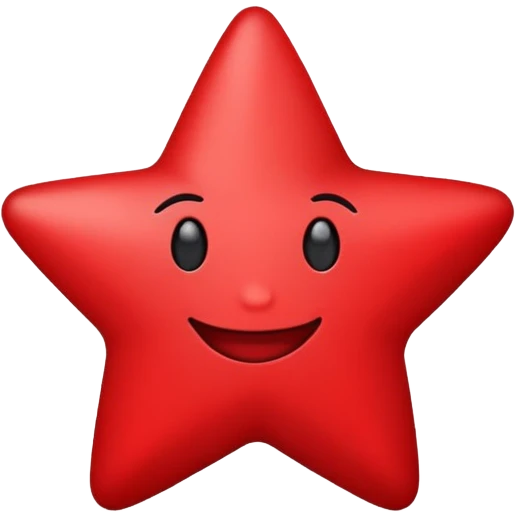 create a red and black star, with a face, emoji emoji