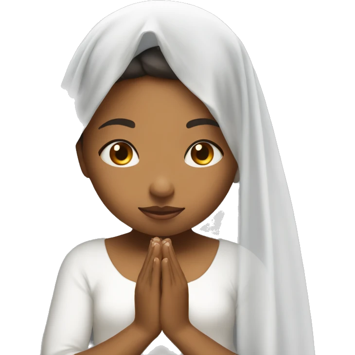 Caramel skin Girl praying for with white veil  emoji