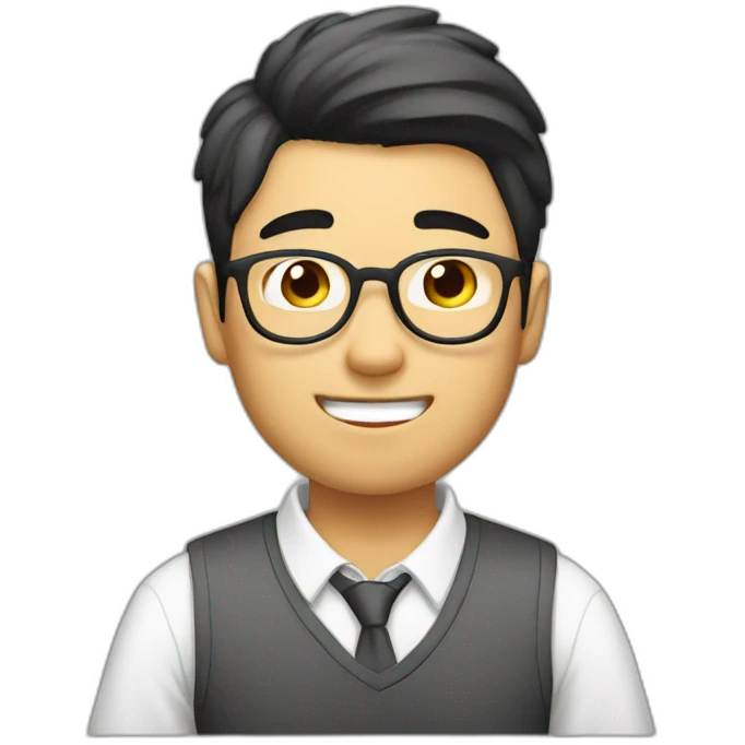 An Asian guy doing homework emoji