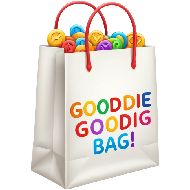 goodie bag with the text goodiebag on it  emoji