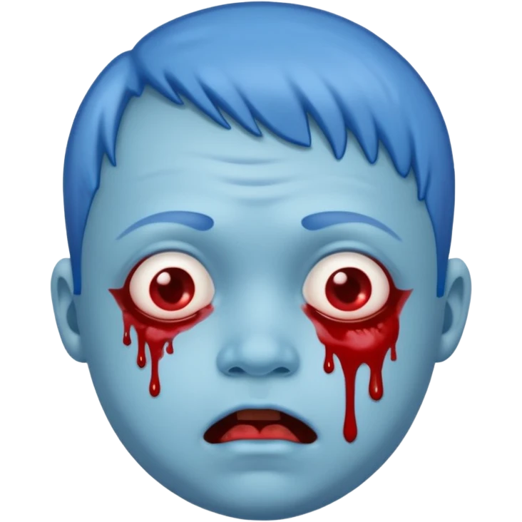 make a blue guy with down syndrome and coverd with boogers and blood emoji