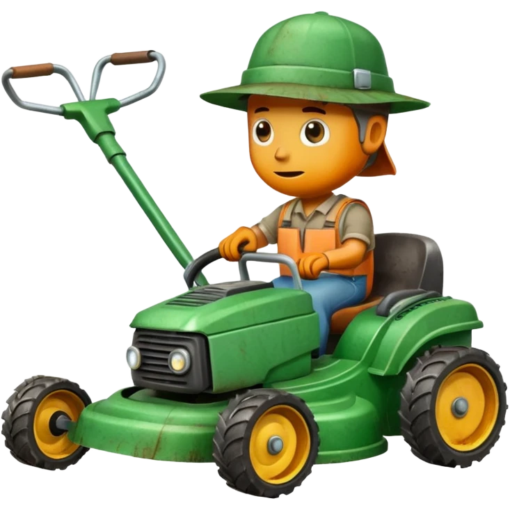 lawn mower with a hat emoji