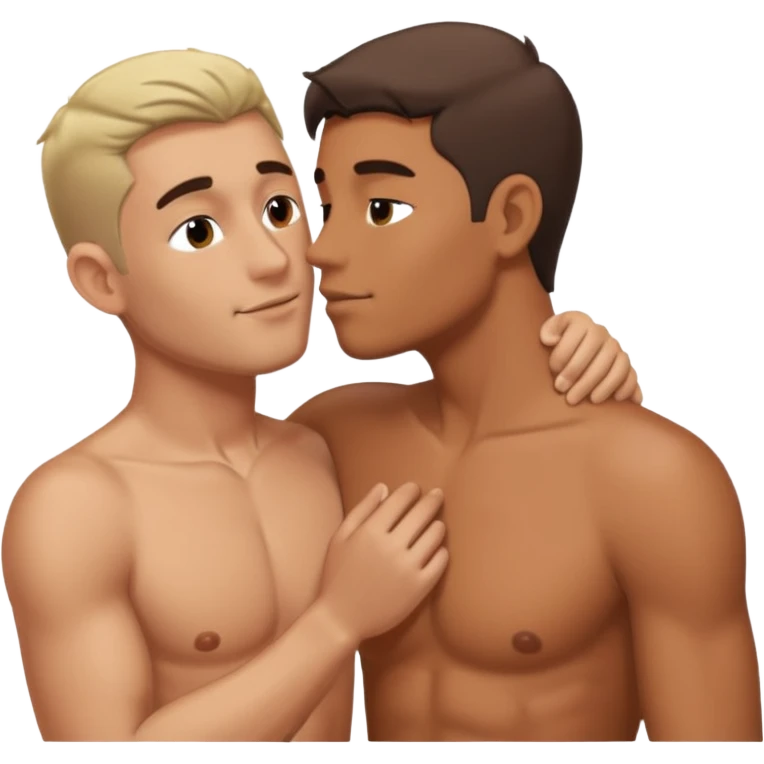 2 shirtless men making out emoji