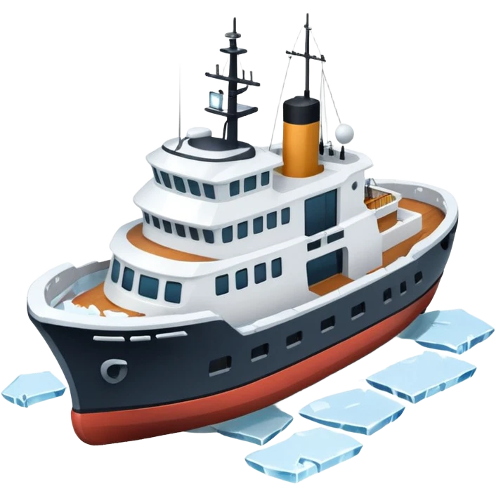 small expedition vessel going through ice emoji