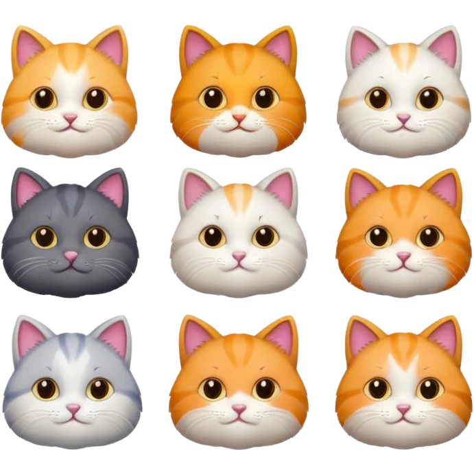 6 cats with different coloured coats emoji