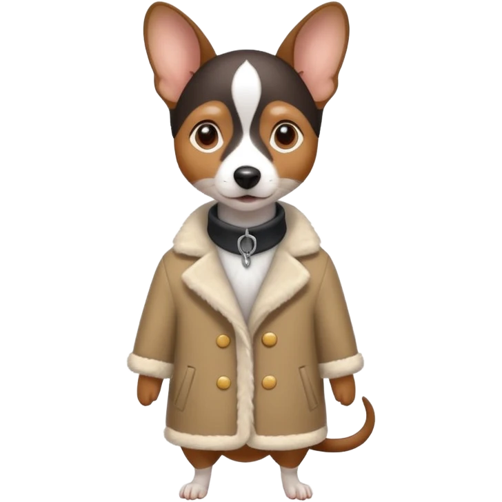 Rat terrier wearing a coat emoji