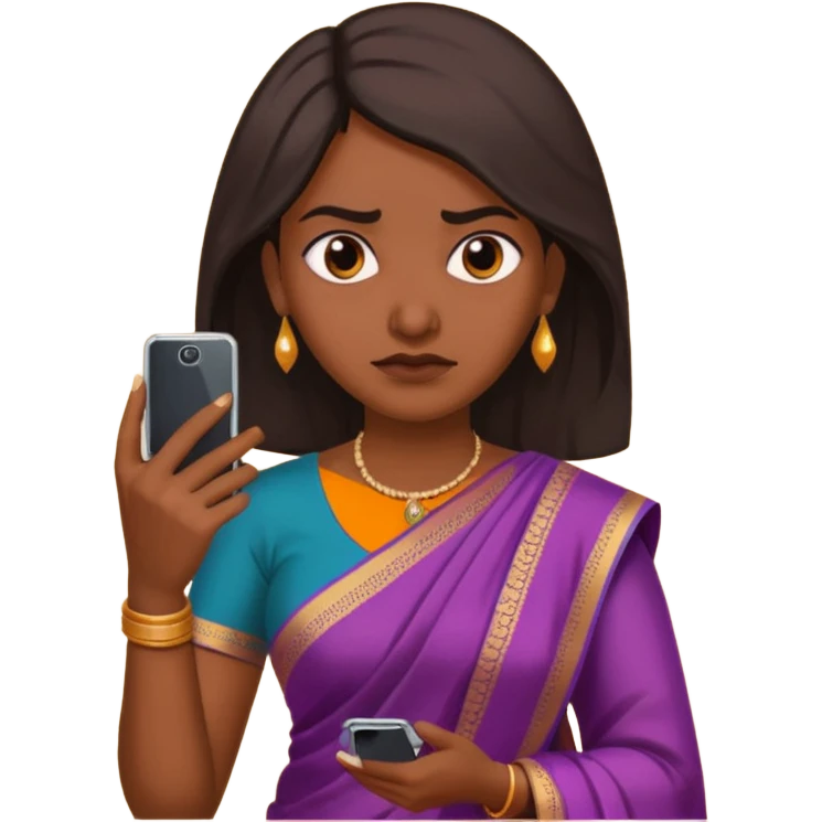 generate an indian female teacher calling on mobile. looking mad. Dressed in a saree emoji