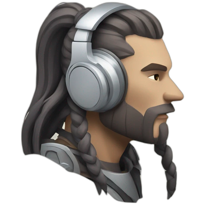 futuristic viking -listening to music with headphones emoji