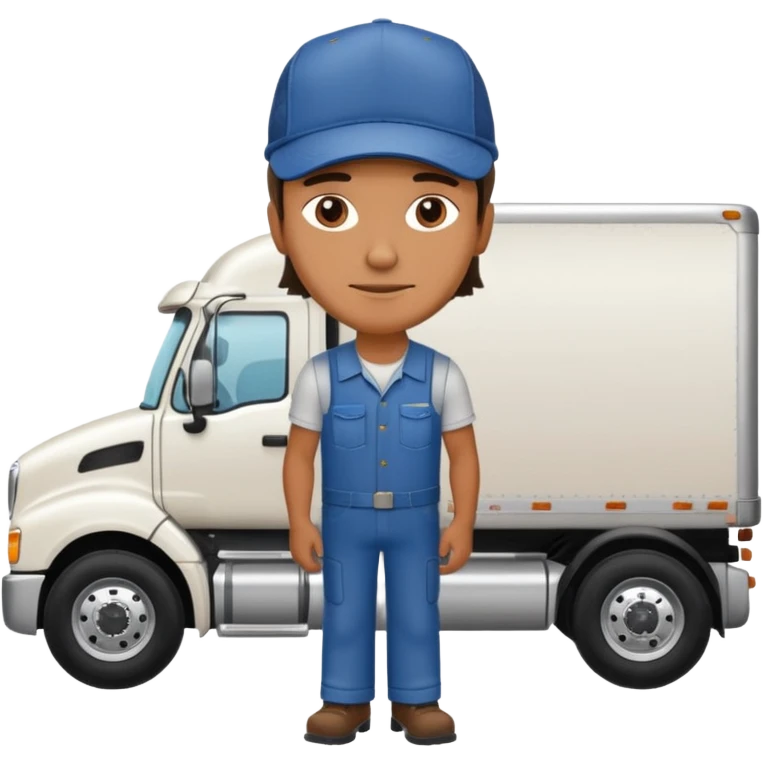 Kamyon şoförü Yarı Kamyon Karikatür çizimi kamyon yan dursun şoför de dışarda yanında olsun emoji