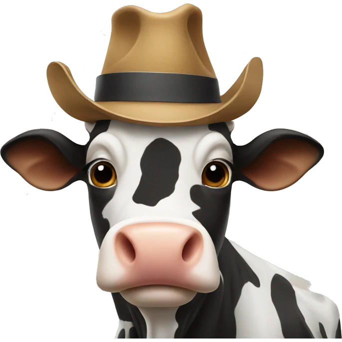 Cow wearing hat emoji
