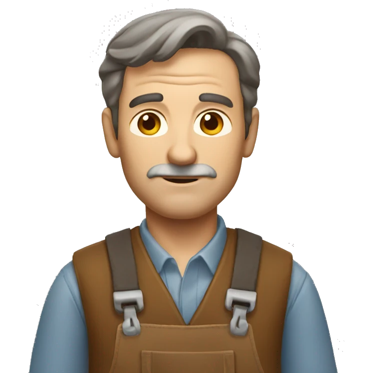 old craftsman with brown hair and no beard emoji