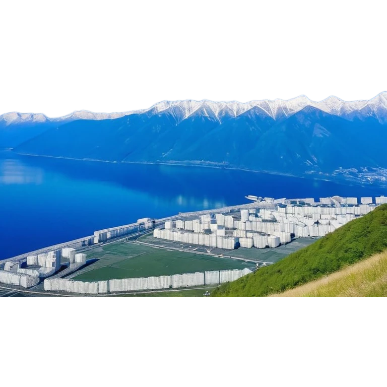 Русская белая кирпичная панелька с фиолетовыми неоновыми окнами в виде куба emoji