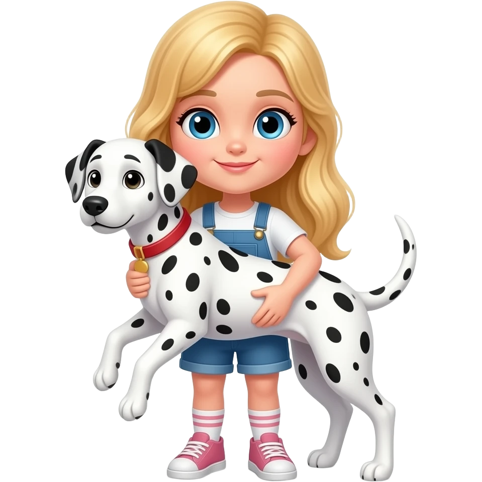 Blonde girl holding a dalmatian emoji