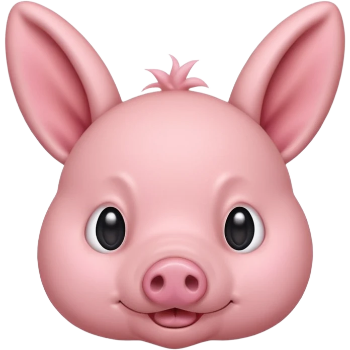 a pink creature with a pig snout but bunny ears , small smirk and blush - fringe covering the top half of his eyes ( dwaekki ) emoji