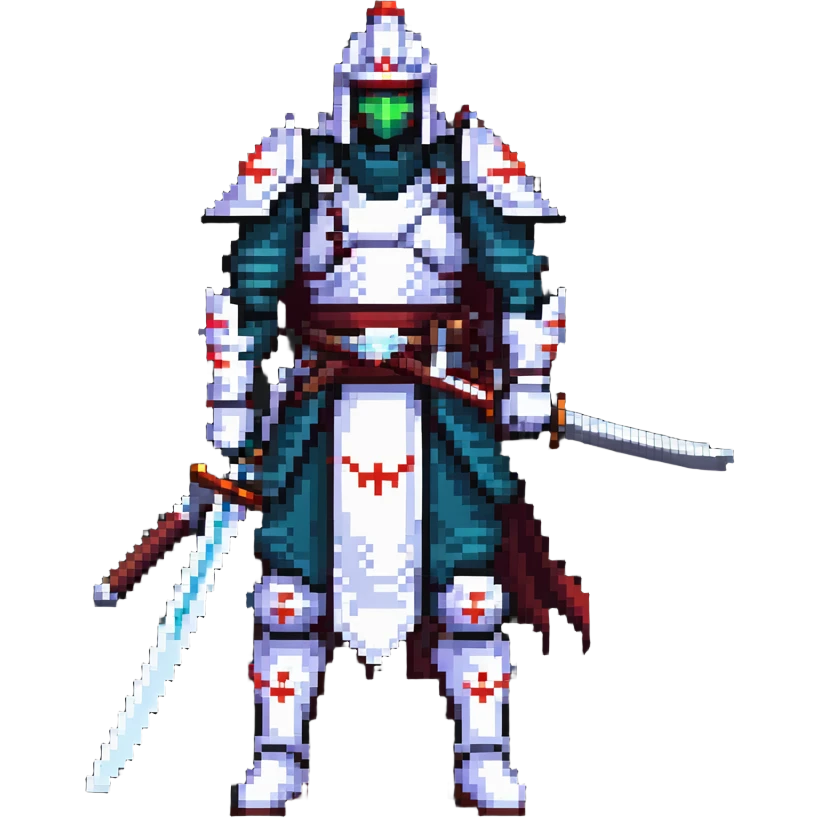 battle-ready male cyborg samurai nomad with digital katana emoji