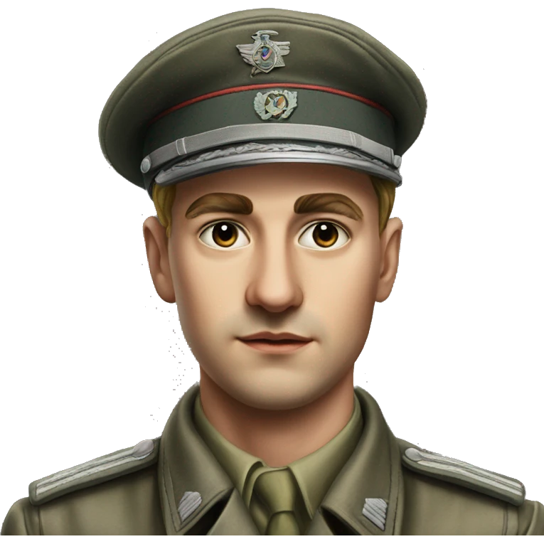 guy 28 years old german military 1940 photorealistic serious emoji
