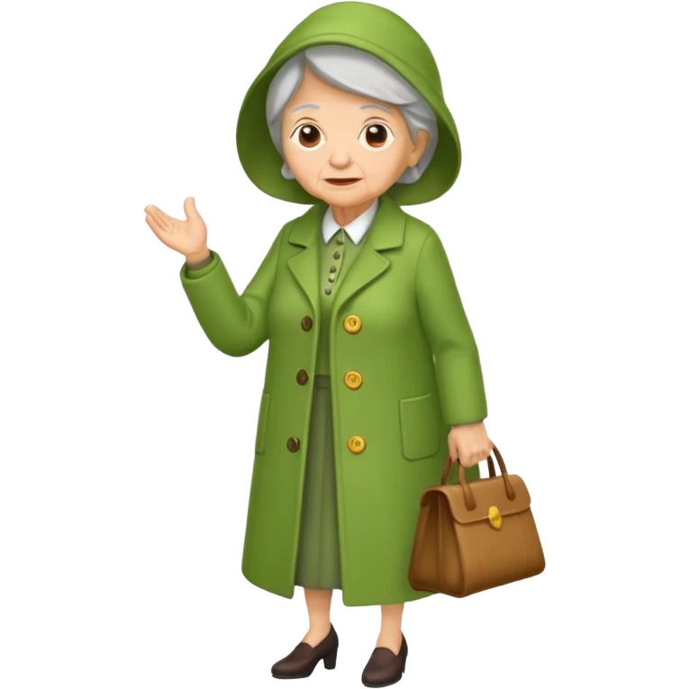 green coat old woman emoji