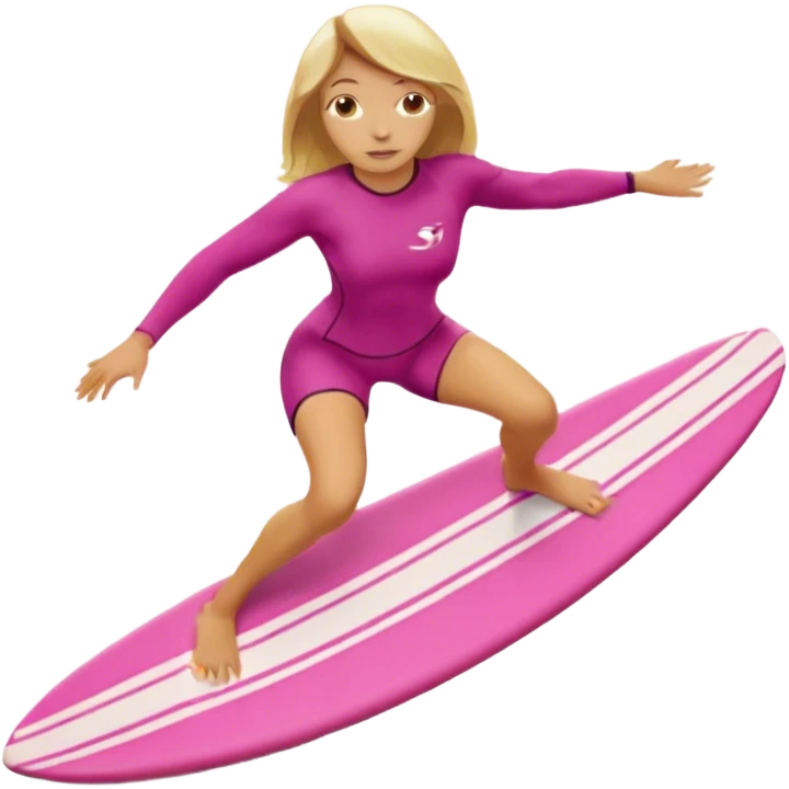 White women surfing on pink surf board with blonde hair  emoji