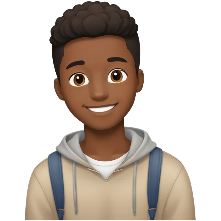 19-year-old Black male with a friendly smile, casual style emoji