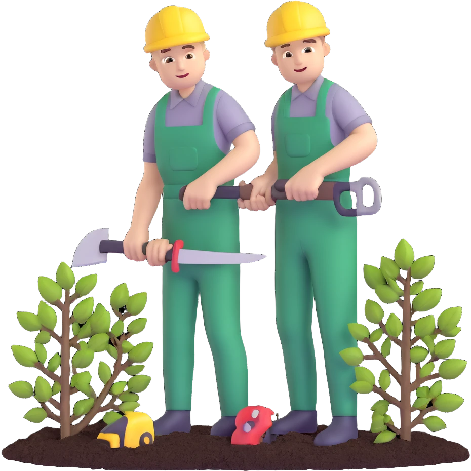 diligent young white male gardener cutting branches emoji