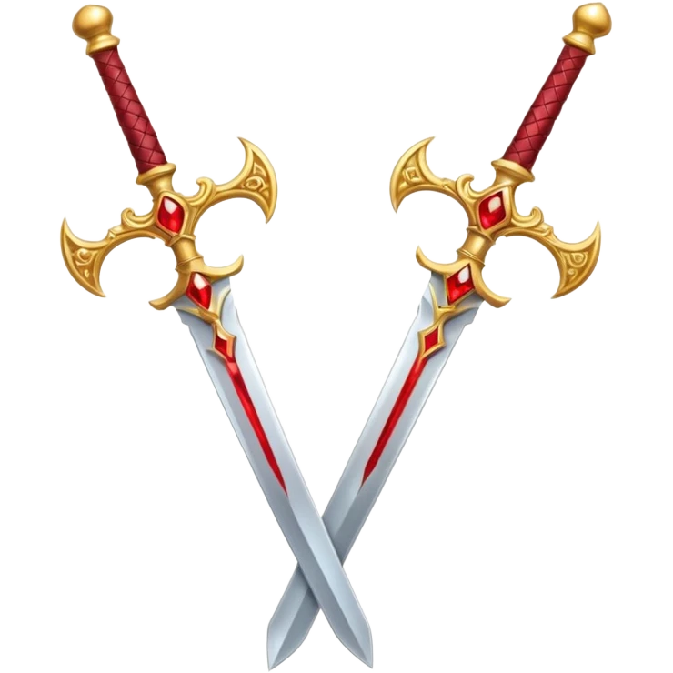 Two Golden royal swords with red gems emoji